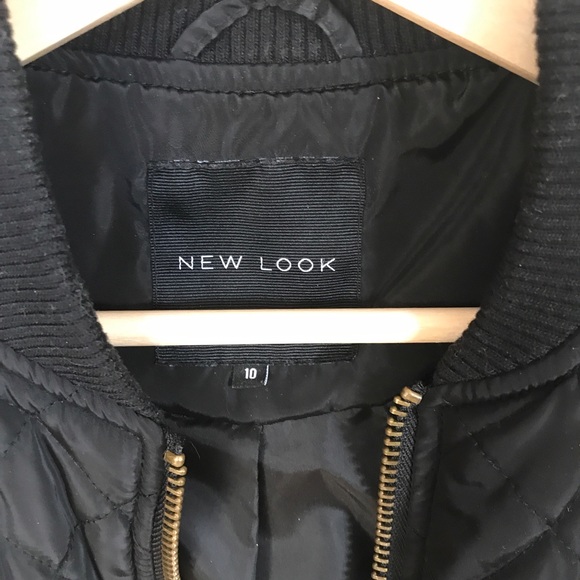 New Look Black Quilted Lined Bomber Jacket Size 6 - Picture 4 of 10